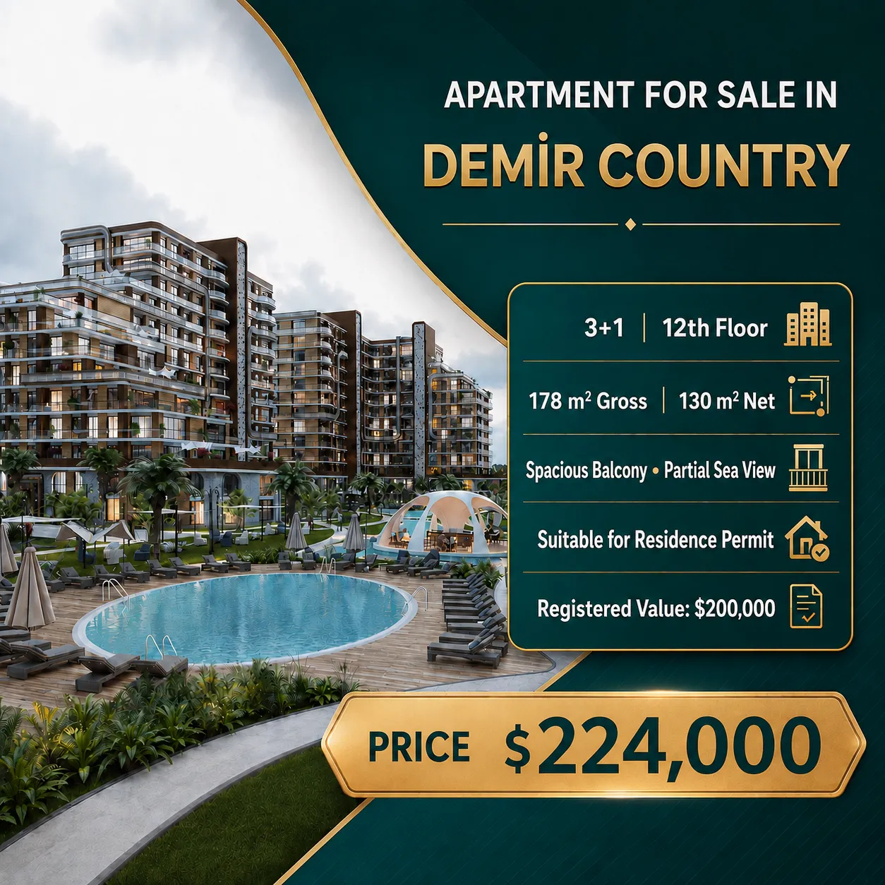 3+1 Apartment for Sale in Demir Country Istanbul | Only $224,000